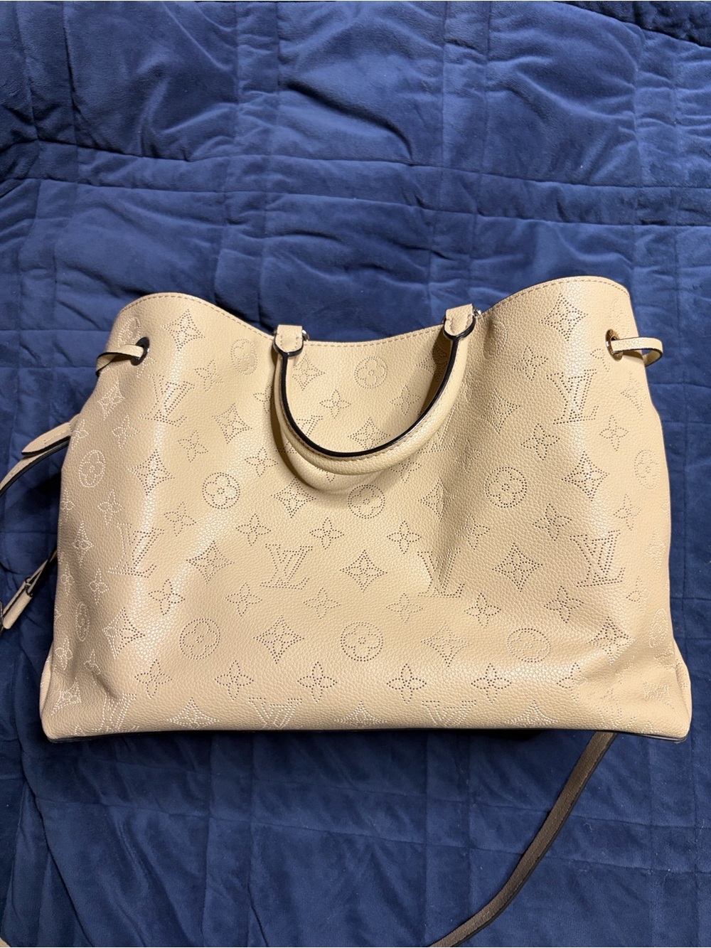 Inspired Loius Vuitton Beige Perforated Monogram Tote with Chain - Picture 2 of 5